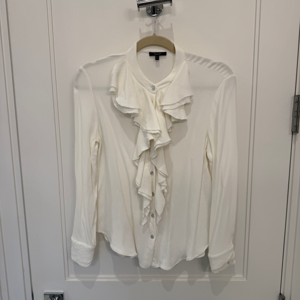 Massimo Dutti Button Down Ruffle Blouse